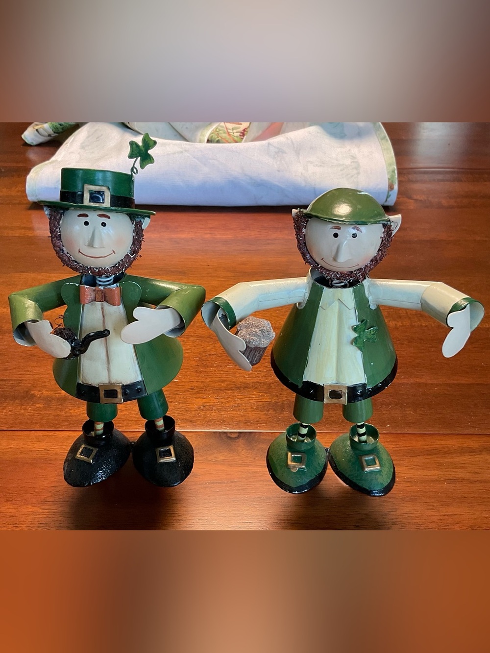 Set of 2 Irishmen Metal Art Bobble Heads